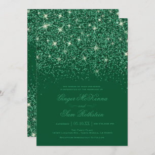 Emerald Glitter Wedding Invitations