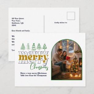 Emerald Glow Cozy Arch Photo Merry Christmas Holiday Postcard