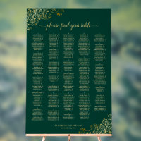 Emerald & Gold 300 Name Alphabetical Seating Chart