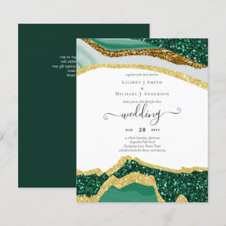Emerald Gold AGATE - BUDGET Wedding Invitation