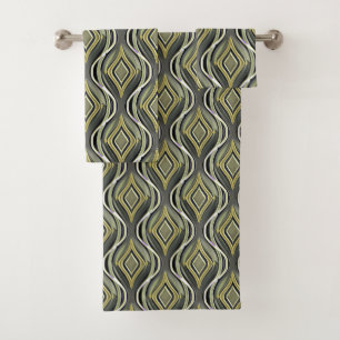 Emerald & Gold Art Deco Bath Towel Set