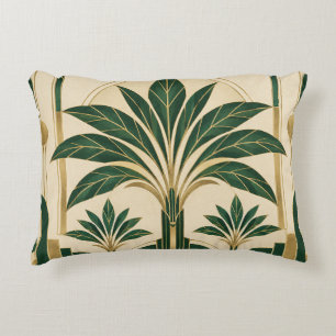 Emerald & Gold Art Deco Palms Accent Pillow