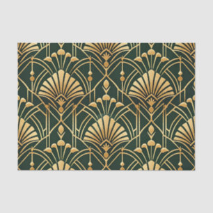 Emerald Gold Art Deco Pattern Tissue Paper