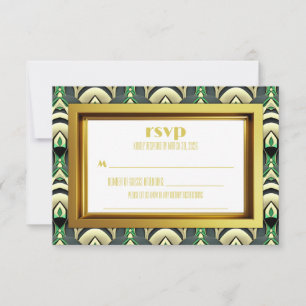 Emerald & Gold Art Deco RSVP Card