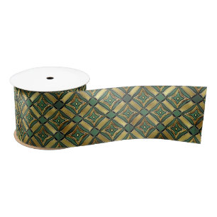 Emerald & Gold Art Deco Satin Ribbon