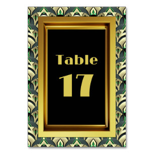 Emerald & Gold Art Deco Table Number