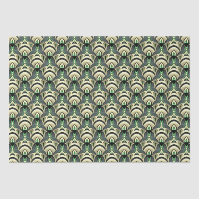 Emerald & Gold Art Deco Tissue Paper (Front)