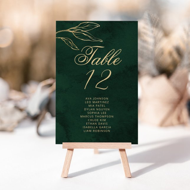 Emerald Gold Botanical Table Seating Chart cards (Creator Uploaded)