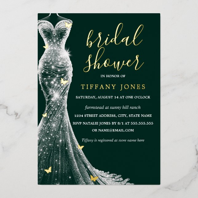 Emerald Gold Butterfly Dress Bridal Shower  (Front)