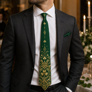 Emerald Gold Celtic Trinity Knot Irish Wedding Tie
