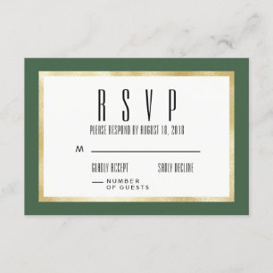 Emerald + Gold Classic Wedding Invite RSVP Card