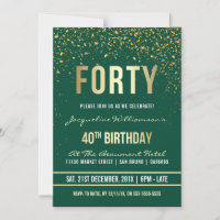 Emerald | Gold Confetti 40th Birthday Party