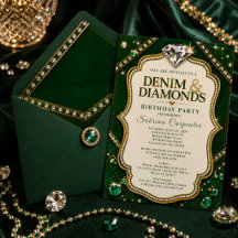 Emerald Gold Denim & Diamonds Birthday Party