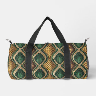 Emerald & Gold Diamond Snake Skin Pattern Design Duffle Bag