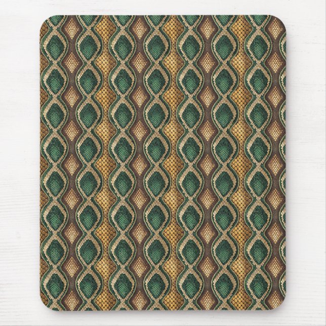 Emerald & Gold Diamond Snake Skin Pattern Design Mouse Pad (Front)