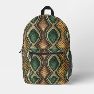 Emerald & Gold Diamond Snake Skin Pattern Design Printed Backpack
