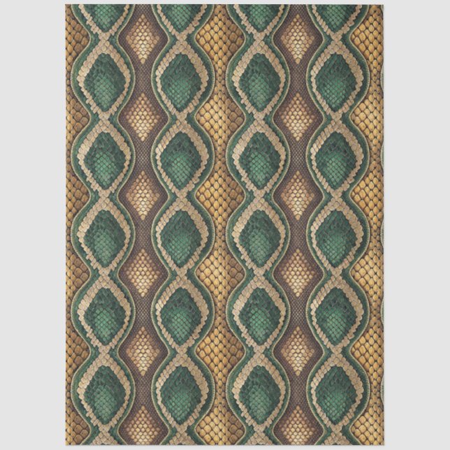 Emerald & Gold Diamond Snake Skin Pattern Design Tissue Paper (Front)