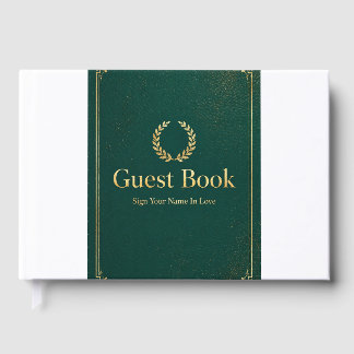 Emerald Gold Foil Guest Book Cover - Elegant