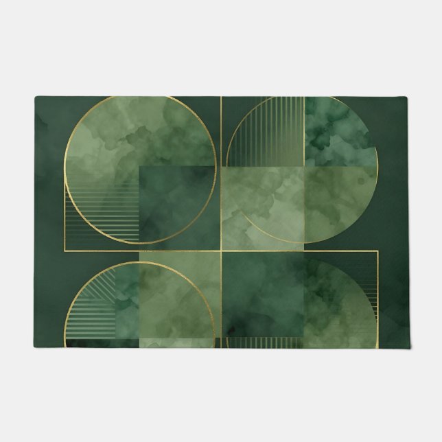 Emerald Gold Geometric Harmony Doormat (Front)