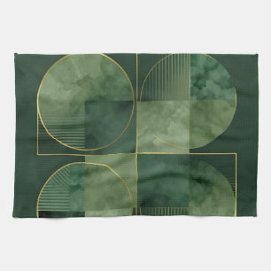 Emerald Gold Geometric Harmony Kitchen Towel