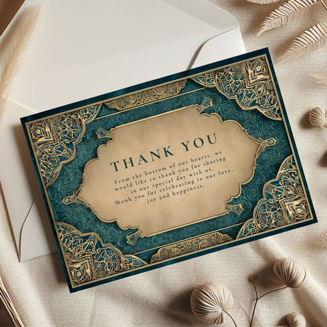 Emerald Gold Islamic Wedding Thank You Card (Creator Uploaded)