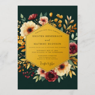 Emerald & Gold Jewel Tone Wedding Invitation