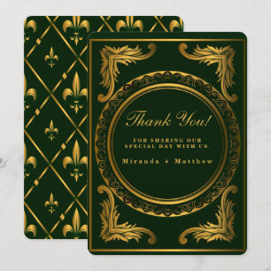 Emerald Gold Ornament Wedding Thank You Cards