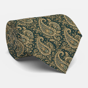 Emerald Gold Paisley Luxury Vintage Pattern Tie