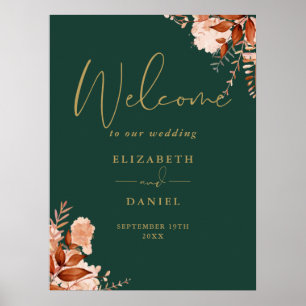 Emerald Gold Rustic Floral Mariage Affiche de bien