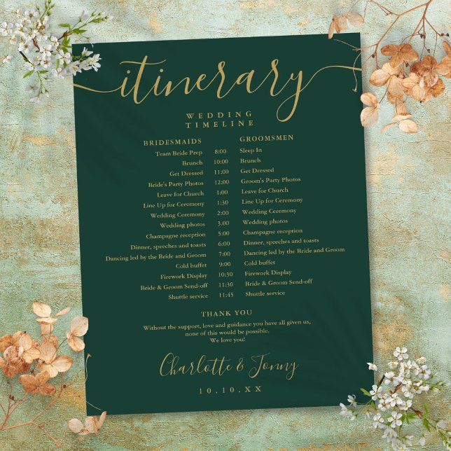 Emerald Gold Schedule Wedding Itinerary Timeline (Emerald Gold Schedule Wedding Itinerary Timeline)