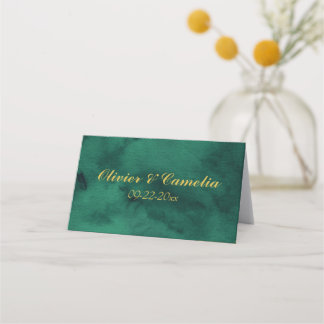Emerald Gold Wedding Place Card 