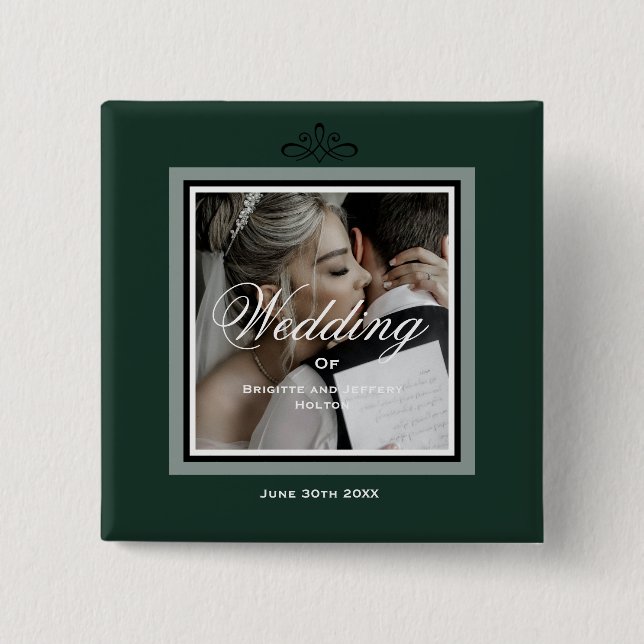 Emerald green 50th wedding button (Front)