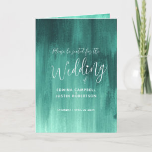 Emerald green abstract art wedding program