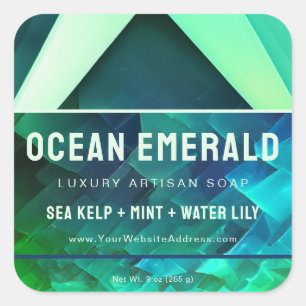 Emerald Green Abstract Geometric Product Label