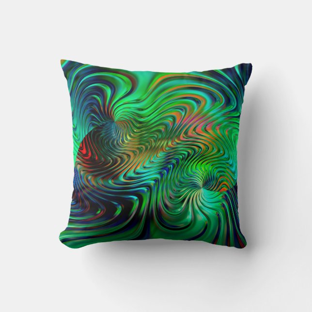 Emerald Green  Abstract Throw Pillow (Front)