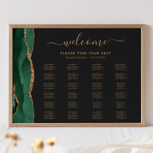 Emerald Green Agate Alphabetical Wedding Seating Poster