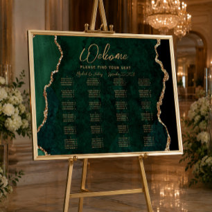 Emerald Green Agate Alphabetical Wedding Seating Poster