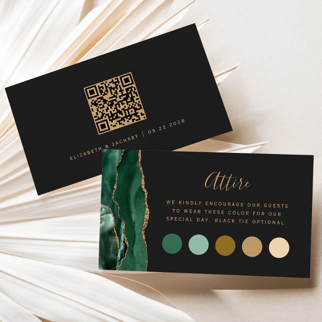 Emerald Green Agate Dark Wedding Attire Dress Code Enclosure Card (Creator Uploaded)