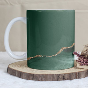 Emerald Green Agate Gold Glitter Coffee Mug