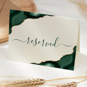 Emerald Green Agate Ivory Reserved Wedding Place Card