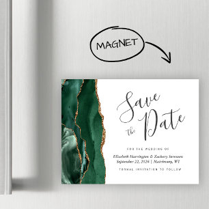 Emerald Green Agate Magnetic Wedding Save the Date