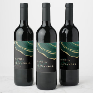 Emerald green agate wine label