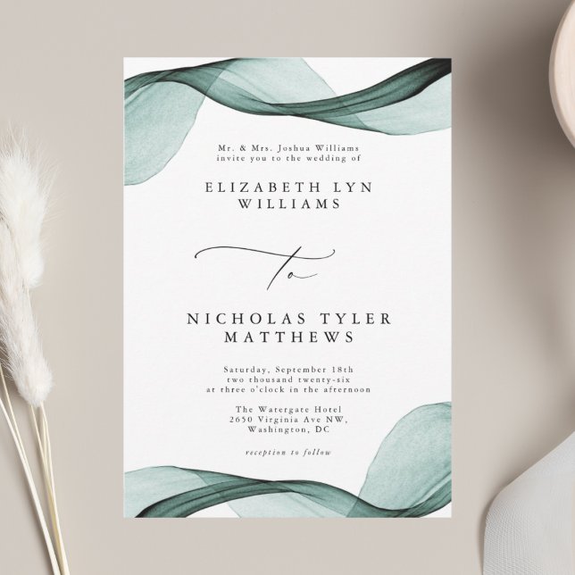 Emerald Green All-in-One Wedding Invitations (Creator Uploaded)
