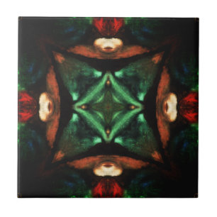 Emerald green amber gorgeous geometric art tile