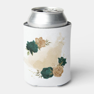 emerald green and beige gold flowers can cooler