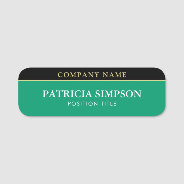 Emerald Green and Black Sharp Contrast Name Tag (Front)
