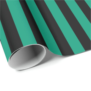 Emerald Green and Black Stripe Wrapping Paper