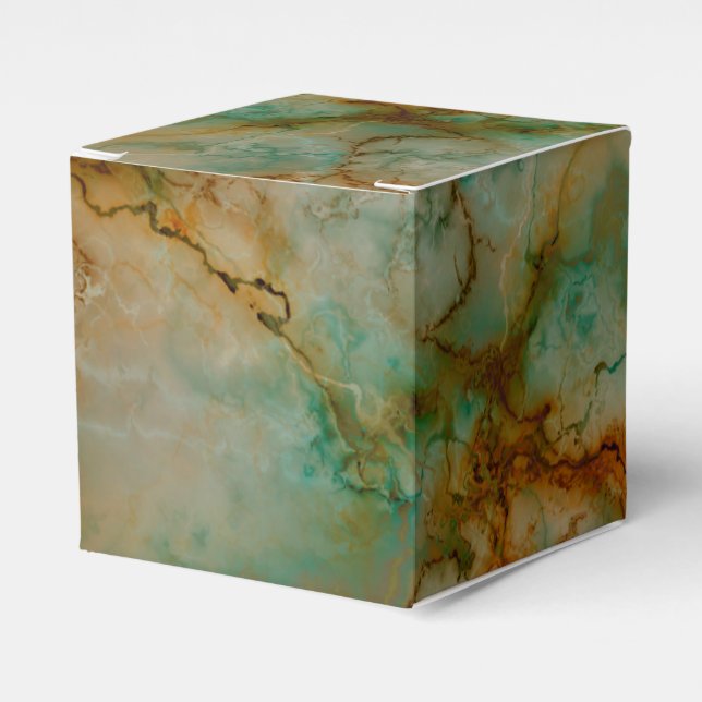 Emerald Green and Copper Gold Marble Favor Box (Front Side)