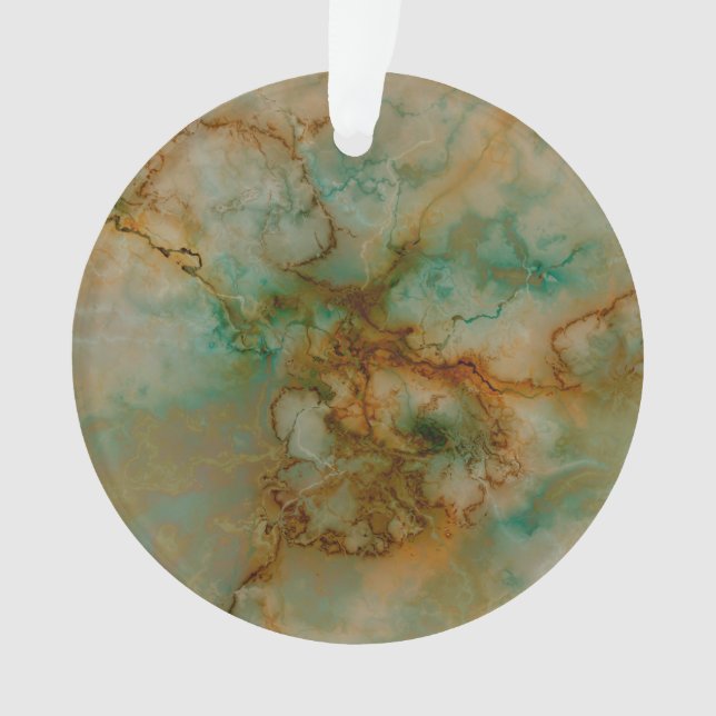 Emerald Green and Copper Gold Marble Ornament (Front)