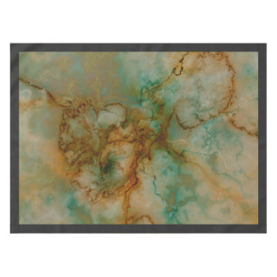 Emerald Green and Copper Gold Marble Tablecloth